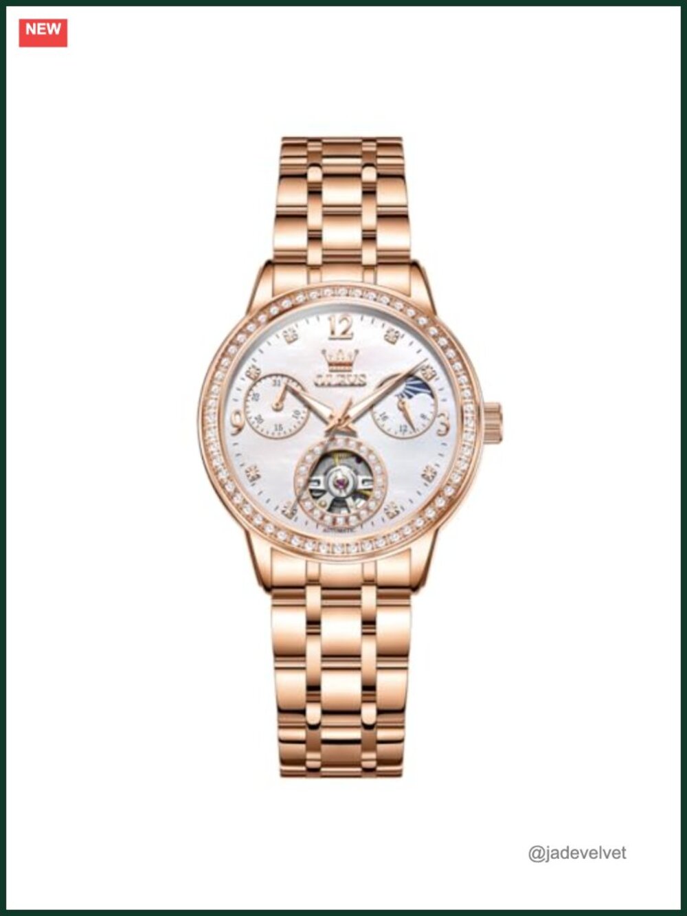 Luxury Diamond Automatic Watch 316L Stainless Steel Skeleton